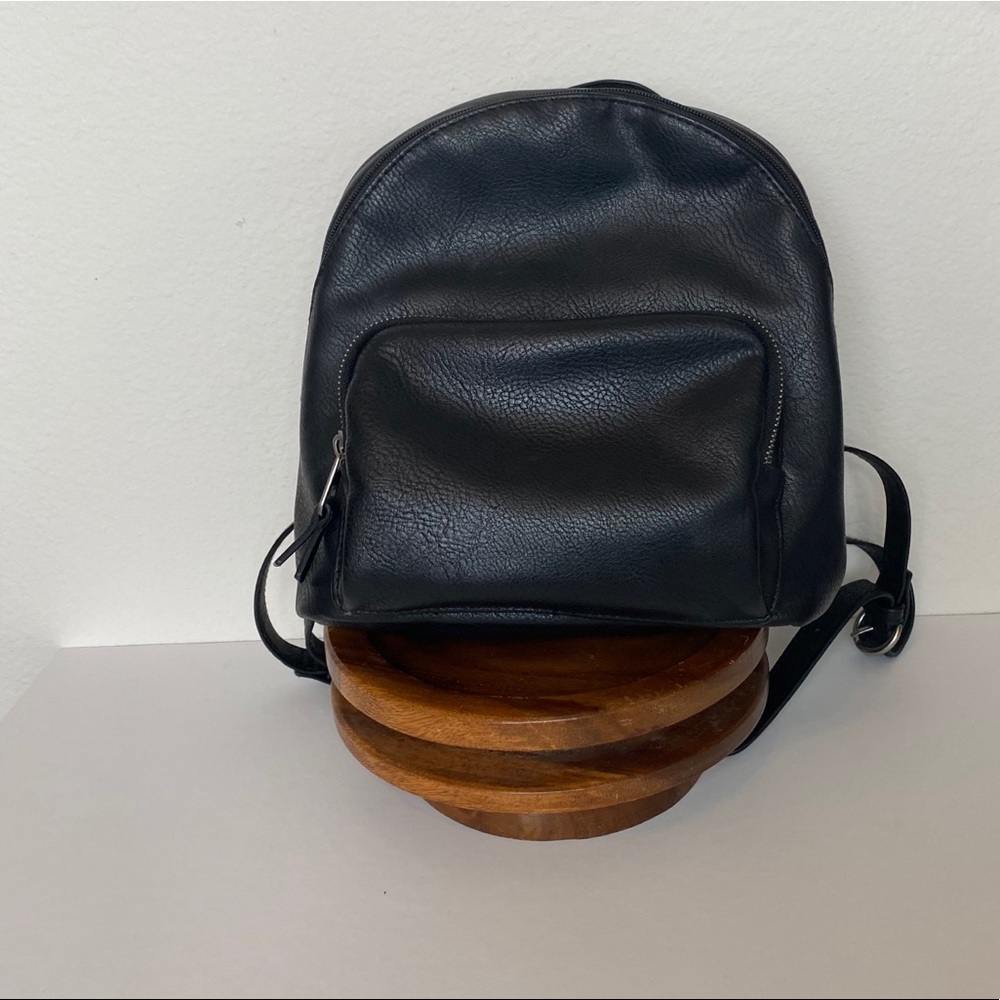 Mini Black Vegan Leather Backpack Purse – Soft Pebbled Faux Leather